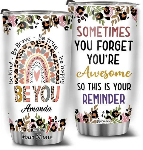 Miniatura 8 de BECHUSKY Regalos para mujeres, vaso con texto en inglés «Sometimes You Forget That You're Awome», regalos de cumpleaños para mujeres, regalos