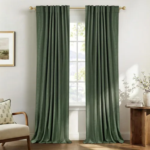 Miniatura 48 de 100% Blackout Shield - 2 cortinas opacas de lino, con presillas traseras/bolsillo para cortinero y aislamiento térmico, para el hogar, 50 pulgadas