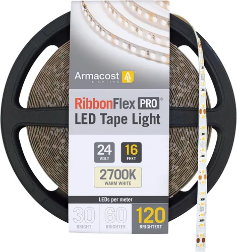 Armacost Lighting RibbonFlex Pro 136230 - Tira de luces LED blancas de 24 V, 120 LED/m, 2700K, 16.4 pies