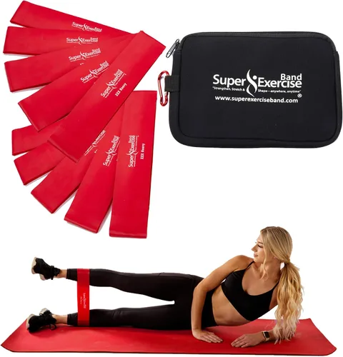 Miniatura 20 de Mini bandas de bucle extra largas sin látex de 14 x 3 pulgadas de EE. UU. en 3, 5, 10 paquetes de 10 unidades. 10 fortalezas para entrenamiento