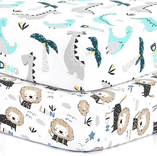 Miniatura 55 de Pack n Play Sheets, BROLEX 2 Pack Mini Crib Sheets,Stretchy Portable Fitted Playard Sheet Set, Convertible Playard Mattress Cover,Ultra Soft