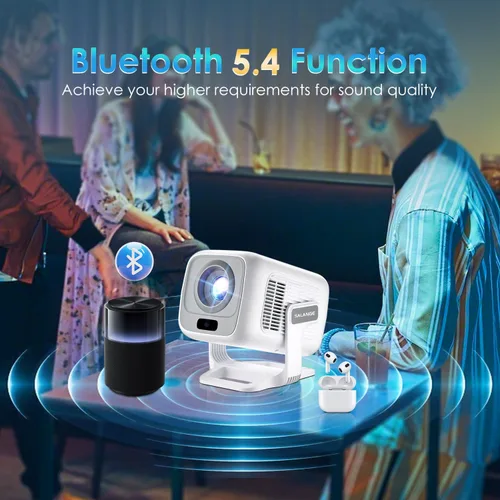 Miniatura 6 de [Enfoque automático/Keystone y nativo de 1080P] Mini proyector con Wifi y Bluetooth 5.4, proyectores de película para interior/exterior/dormitorio