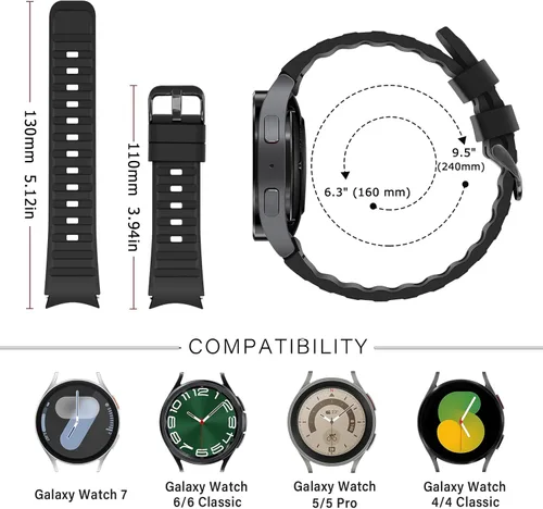 Miniatura 3 de Tasikar Correas sin huecos compatibles con Samsung Galaxy Watch 7/6/5/4 Band de 1.575 pulgadas, 1.732 pulgadas, Watch 6 Classic Band 1.612 pulgadas