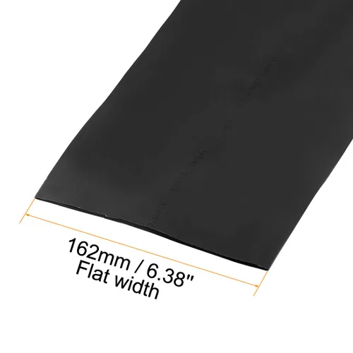 Miniatura 3 de Uxcell tubo termorretráctil, 4 "(100 mm) de diámetro, 162 mm de ancho plano, tubo reducible 2: 1, funda para cables de 1 m - Negro