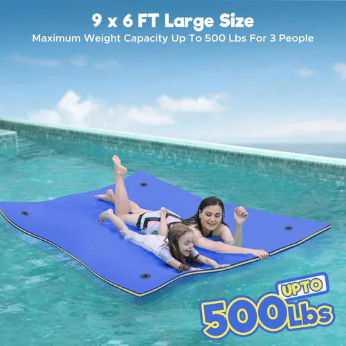 Miniatura 3 de WARMOUNTS Lily Pad Floating Mat, 7/8/9/13/15.5 FT Floating Mat, 3-Layer Tear-Resistant XPE Foam Floating Water Mat with 16.4' Elastic Bungee Tethers