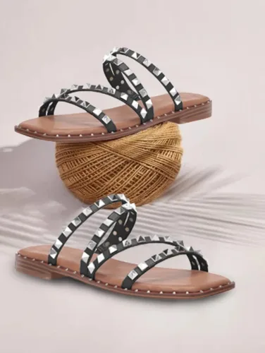 Miniatura 5 de JeimPoey Sandalias planas para mujer con puntera abierta, con tiras planas