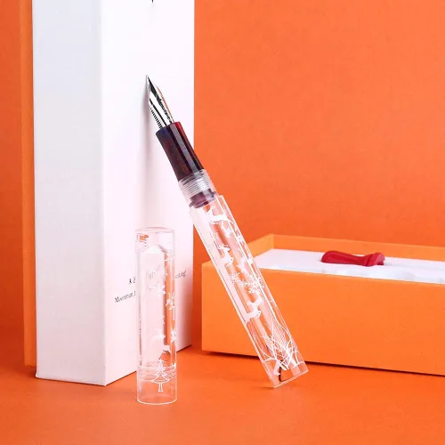 Miniatura 4 de Copo de nieve versión de Navidad C1 Eye Dropper Relleno Pluma Estilográfica Totalmente Transparente Gran Capacidad Almacenamiento de Tinta con Caja