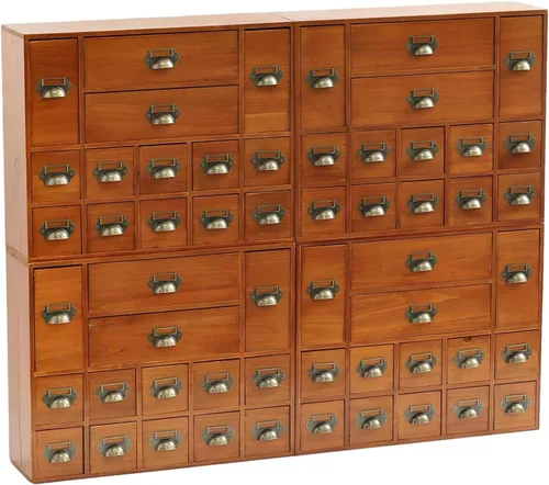 Miniatura 11 de Gabinete de boticario modular apilable de escritorio con 3 cajones, boticario de madera maciza para mesa, cajones de catálogo de tarjetas