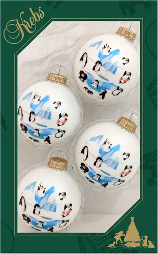 Miniatura 64 de Adornos de árbol de Navidad de vidrio - 67 mm/2.625" [4 piezas] Bolas decoradas de Adornos navideños sin costuras para colgar de Christmas by Krebs