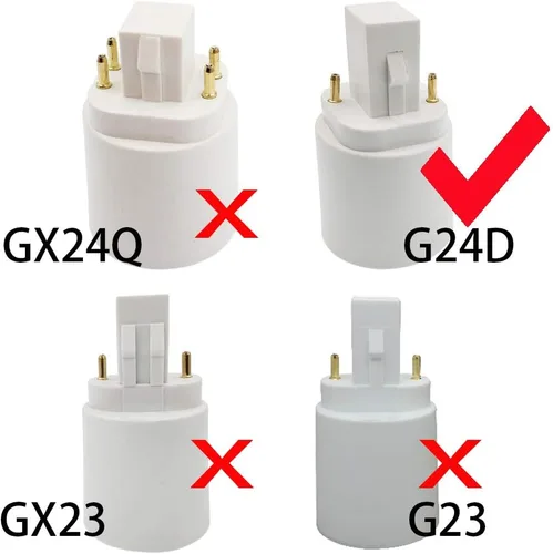 Miniatura 5 de Adaptador G24d a E26/E27 (no GY24d) Adaptador de enchufe CFL de 2 pines de 0.858 in G24 a E26/E27, convertidor de base de lámpara GX24d a E26/E27