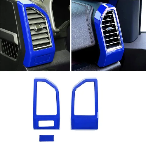 Keptrim Dash - Recorte de ventilación de salida de aire acondicionado para Ford F-150 2015-2020, ABS azul, 3 piezas
