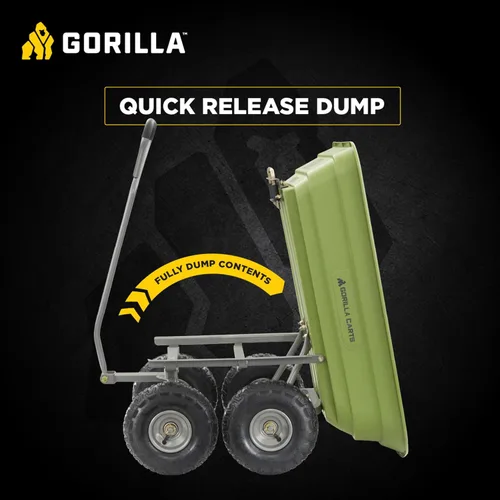 Miniatura 3 de Gorilla Carts Poly Garden Carro Volquete, Contenedor de 4 Pies Cúbicos, Capacidad de Transporte de 600 Libras, Verde – Vagón Utilitario de Servicio