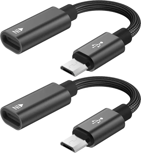 Adaptador USB C a Micro USB, KUXIYAN (paquete de 2) Tipo C hembra a Micro USB Macho, conector de carga y sincronización compatible con Samsung