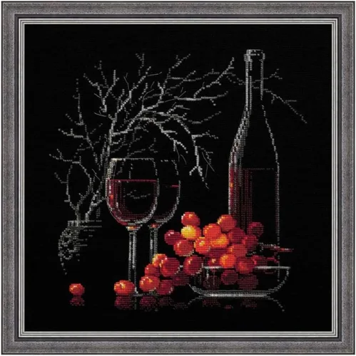 RIOLIS - Bodegón con vino tinto 1239, kits de punto de cruz de 11,81 x 11,81 pulgadas, kits de punto de cruz para principiantes y avanzados, kit de