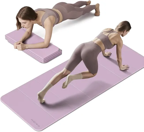 PAIDU Estera de yoga plegable para fitness | 2/5" (10MM) extra gruesa | SGS certificada, antideslizante, TPE | 76x26" extra larga y ancha | Portátil