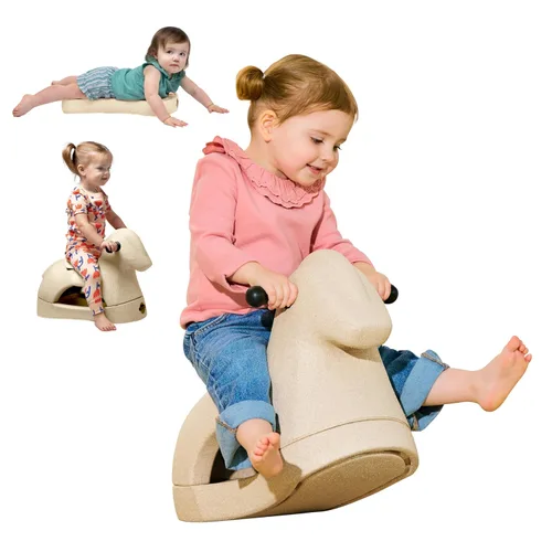 Nuby Rock 'N Ride Caballo Mecedor para Niños - Juguete para Montar, Mecerse y Deslizarse para Juego Interior y Exterior - Juguete de Desarrollo de