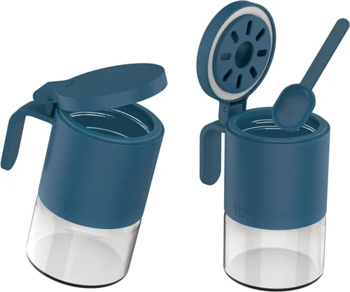 Miniatura 8 de Zuutii Tarros de vidrio para especias a prueba de humedad con cucharas, juego de 2 botellas de especias de 10 onzas / 10.1 fl oz, mini tarros