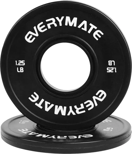 EVERYMATE Juego de placas de peso de cambio negro, 1.25 libras, 2.5 libras, 5 libras, juego de placas olímpicas fraccionarias para entrenamiento