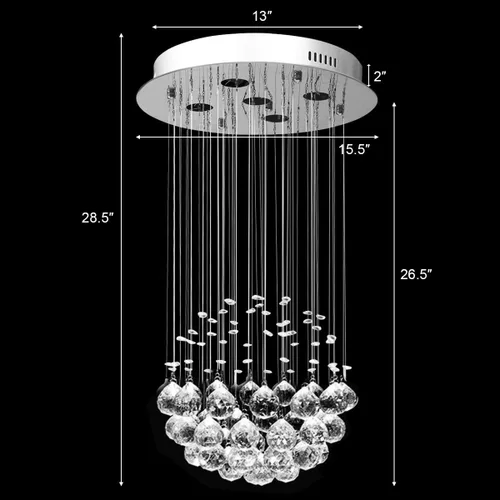 Miniatura 4 de Tangkula Moderno candelabro de cristal K9, lámpara de techo LED de montaje empotrado para sala de estar, comedor y dormitorio, 5 luces GU10