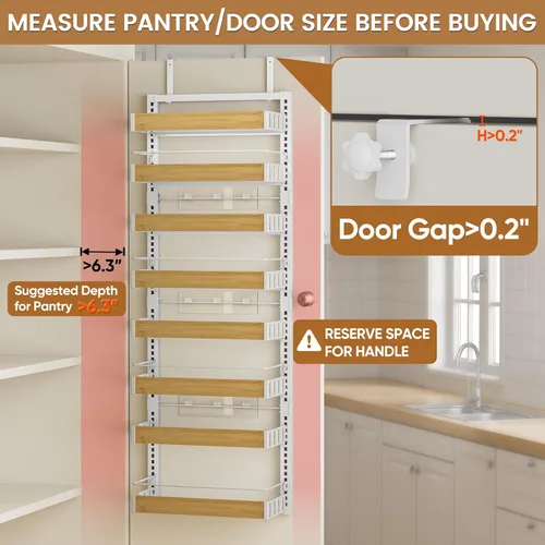 Miniatura 3 de POKIPO Organizador de despensa de 8 niveles para colgar sobre la puerta, 2 EN 1 de montaje en pared o estante de especias colgante, estantes