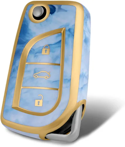 Miniatura 11 de Compatible con funda para llavero Toyota con patrón dorado, TPU suave, protección de 360 grados, para llave inteligente Fortuner Tundra Camry RAV4