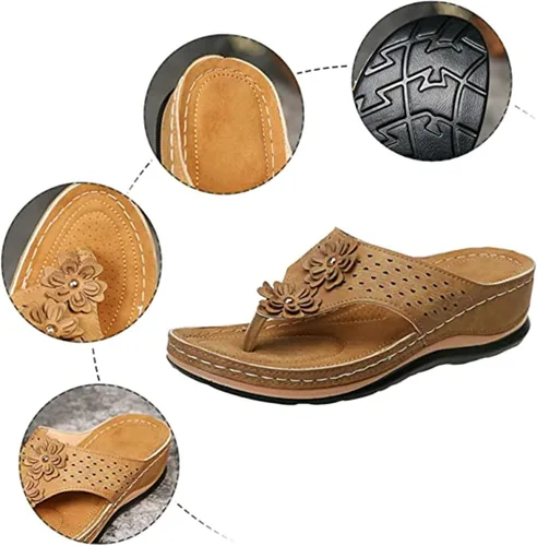 Miniatura 67 de Ladmiple Sandalias ortopédicas florales de moda 2023 con soporte de arco, zapatillas romanas casuales con puntera abierta
