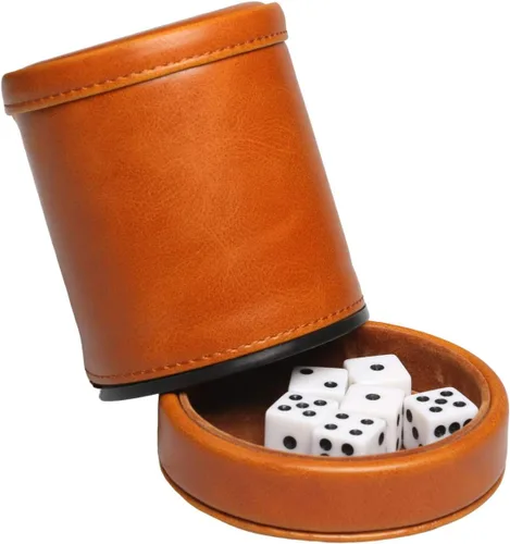Miniatura 2 de Taza de Dados de Cuero Sintético con Tapa Incluye 6 Dados, Interior de Terciopelo Silencioso al Agitar para Dados Mentirosos Farkle Yahtzee