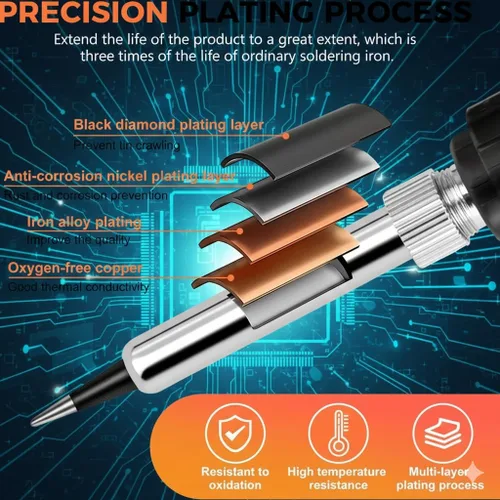 Miniatura 4 de Kit de soldador, solución completa de grado profesional en 1 combo de calentamiento rápido de 60 W Temperatura ajustable 12 en 1 Kit de herramientas