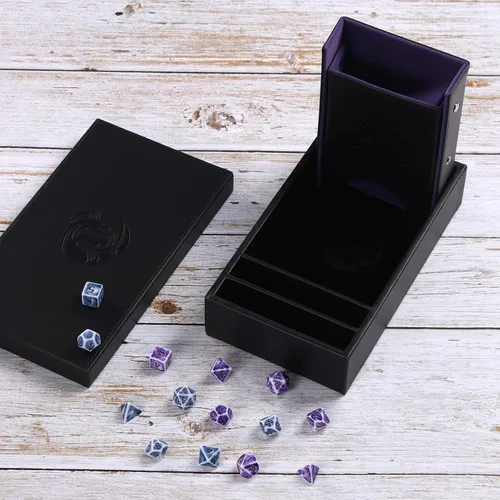 Miniatura 6 de Bandeja de dados DND y torre de dados con almacenamiento, bandeja rodante de dados 3 en 1 con tapa, almacenamiento de caja de dados portátil