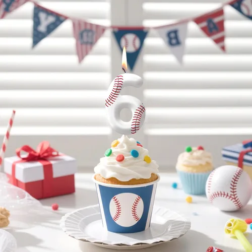 Miniatura 5 de Velas de cumpleaños con el número 0 de béisbol, decoración de pastel con temática de béisbol para niños y niñas, decoraciones de pasteles