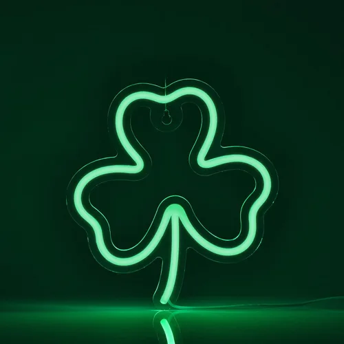 Roouneon Letreros de neón de trébol del día de San Patricio, trébol, cerveza, bar, dormitorio, luz de neón, luces LED de neón para hombre, cueva,