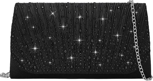 Miniatura 8 de Bolso de noche para mujer, clutch con diamantes de imitación tipo sobre, cartera de mano para fiestas, bodas y graduaciones
