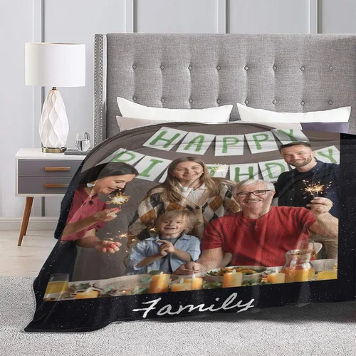 Miniatura 6 de Manta personalizada con collage de fotos, texto, mantas con imágenes personalizadas, regalos para cumpleaños, para madres, papás, manta de fotos