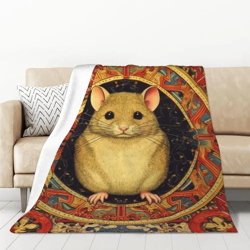 Miniatura 2 de Manta de forro polar con estampado digital de ratas, súper suave y cálida, 50 x 70 pulgadas, para sofá, acogedora, mullida