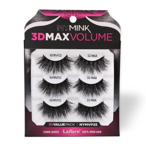 Miniatura 10 de Laflare 3D NY MAX VOLUME - Estilos dramáticos de 0.787-0.984 in de largo, pestañas de pelo de visón 100% real, maquillaje de lujo, natural, ligero