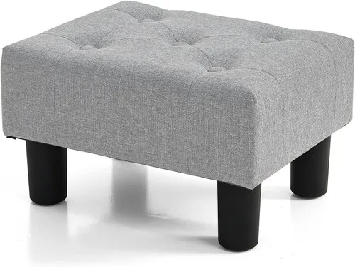 Miniatura 25 de BRIAN & DANY Taburete pequeño para pies, taburetes de lino con patas, reposapiés pequeño estable para sala de estar, beige