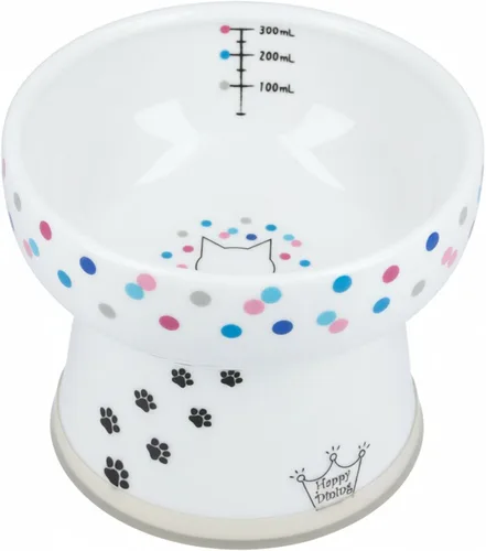 Necoichi Cuenco elevado de agua para gatos, cuenco elevado de cerámica para gatos, evita la fatiga del cuello y los bigotes, apto para lavavajillas
