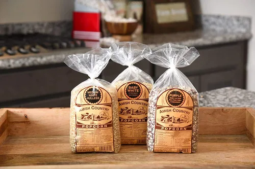 Miniatura 2 de Amish Country Popcorn Paquetes variados Bolsas de 3 a 2 libras Blanco medio - Blanco bebé - Granos de palomitas de maíz morados Anticuado, sin