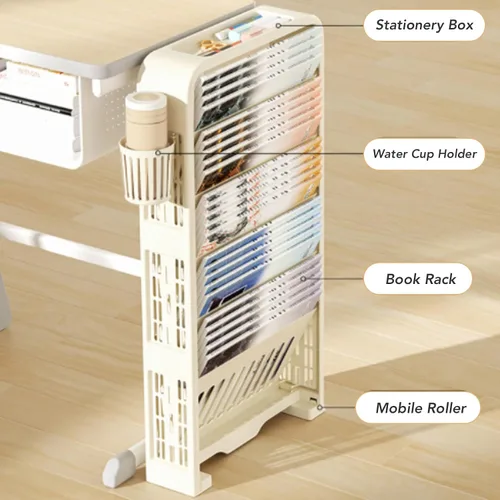 Miniatura 3 de Diydeg Estantería de almacenamiento para libros de 6 niveles, estantería extraíble y única, carrito de almacenamiento delgado para libros, estante