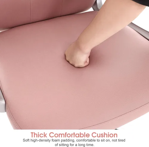 Miniatura 9 de BarberPub Silla ajustable para oficina en casa, silla de trabajo con soporte lumbar, bonita estación giratoria de uñas, ergonómica con reposabrazos
