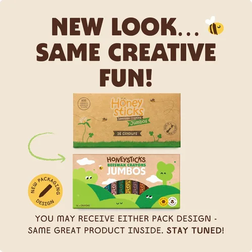 Miniatura 6 de Honeysticks Crayones Jumbo (16 unidades) - Crayones no tóxicos - 100% pura cera de abejas y colores de grado alimenticio - 16 colores brillantes