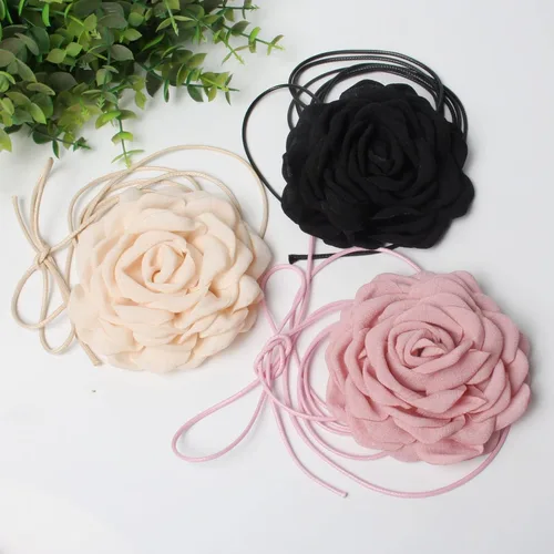 Miniatura 4 de Gargantilla de flores para mujer, gargantillas de rosas grandes, gargantilla floral para fiestas, novias, bodas, fiestas, collares de verano