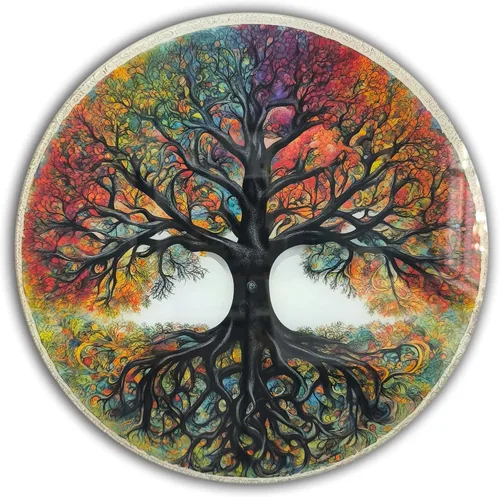 Miniatura 10 de Árbol de la vida, arte de pared de vidrio templado, pintura abstracta para pared, decoración del hogar, regalo de inauguración de la casa, colgantes