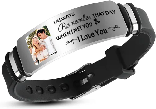 Miniatura 9 de ubmpj Pulsera de fotos personalizada para mujeres y hombres – Pulseras conmemorativas con imagen personalizada – Banda grabada de acero inoxidable