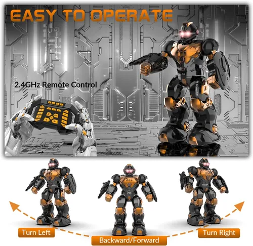 Miniatura 6 de STEMTRON Juguetes Robot para Niños, Robot de Control Remoto Programable con Detección Inteligente de Gestos, Recarga, Modo de Canto y Baile, Marrón