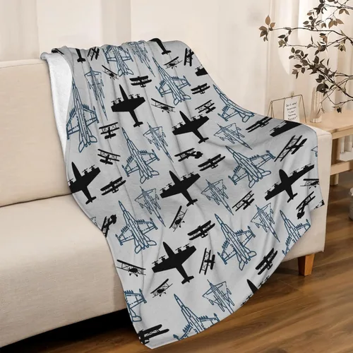 Miniatura 6 de Manta de avión, regalo para hombres, regalos de aviones para niños, niños y adultos, edredones de franela suave y mullida, decoración de avión