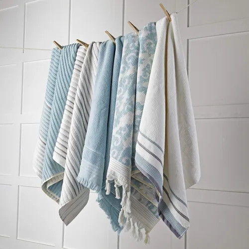 Miniatura 6 de SKL Home Mirage Fringe - Juego de 2 toallas de baño, 2 toallas de mano, color aguamarina