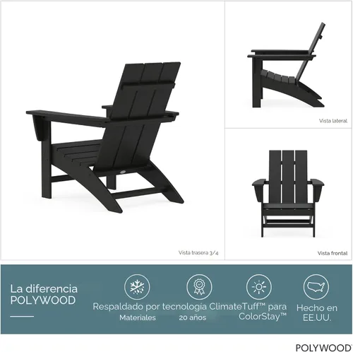 Miniatura 4 de POLYWOOD AD420BL Silla Adirondack moderna, color negro