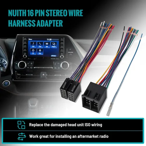 Miniatura 2 de NuIth Adaptador de arnés de cable estéreo macho y hembra de 16 pines para Freightliner 04-21, Volvo 04-16, Peterbilt 06-18, Kenworth 08-20, conector