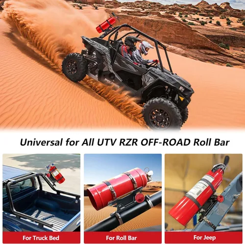 Miniatura 2 de Soporte de aluminio para extintor de incendios de automóvil, barra antivuelco de liberación rápida, soporte universal para Jeep, camión, UTV, ATV